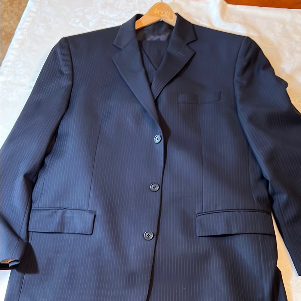 Classic Navy Pinstripe Suit Jacket